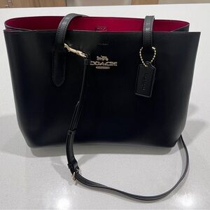 Coach Black Tote Bag with Red Interior